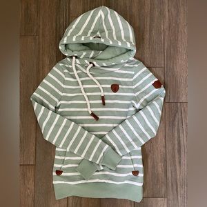 Wanakome Artemis Green Sage Striped Hoodie - NEW! (without tags)